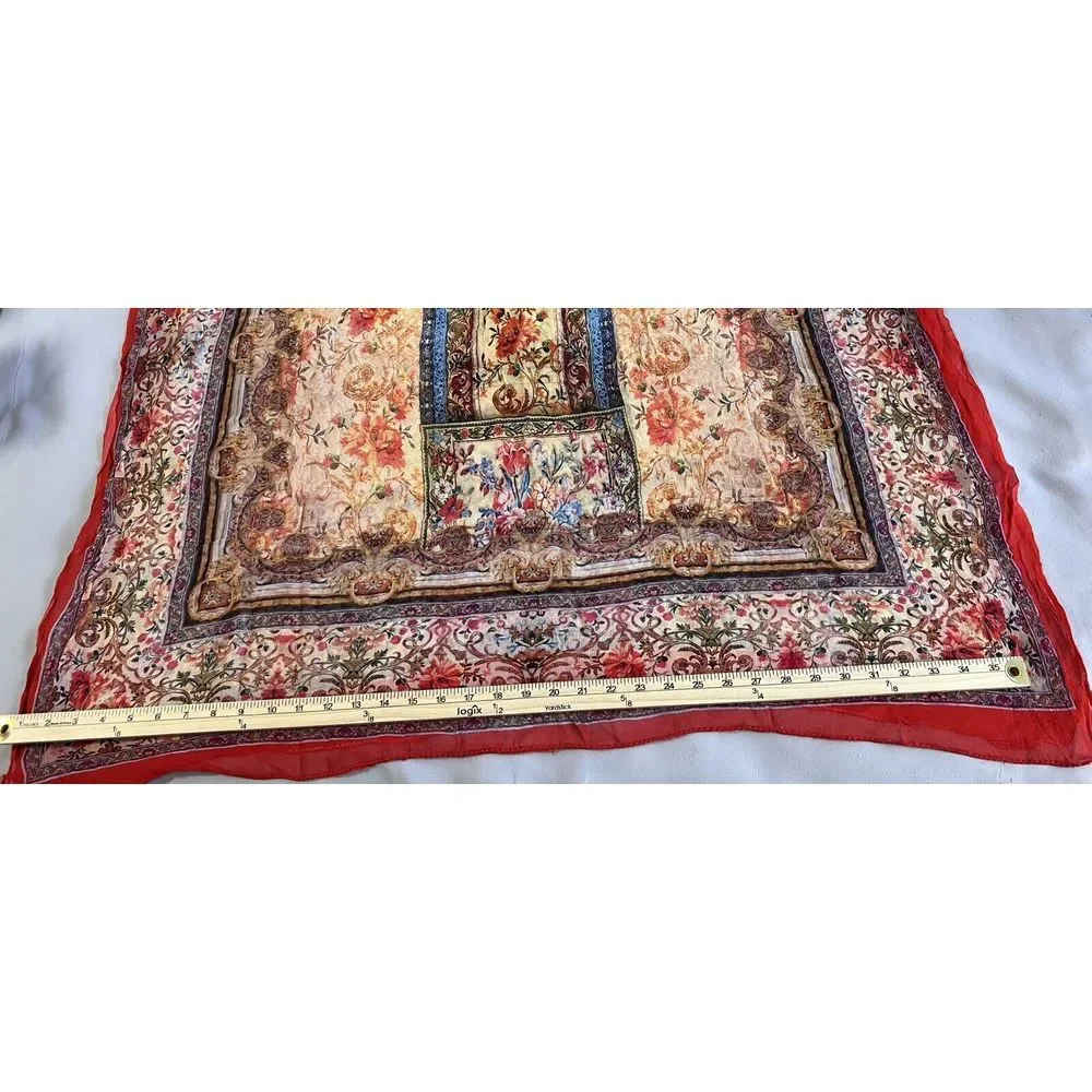 Gorgeous Sheer Multicolor Silk Scarf Wrap 92